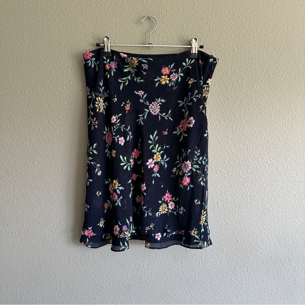 Ralph Lauren Navy Floral A-Line Skirt